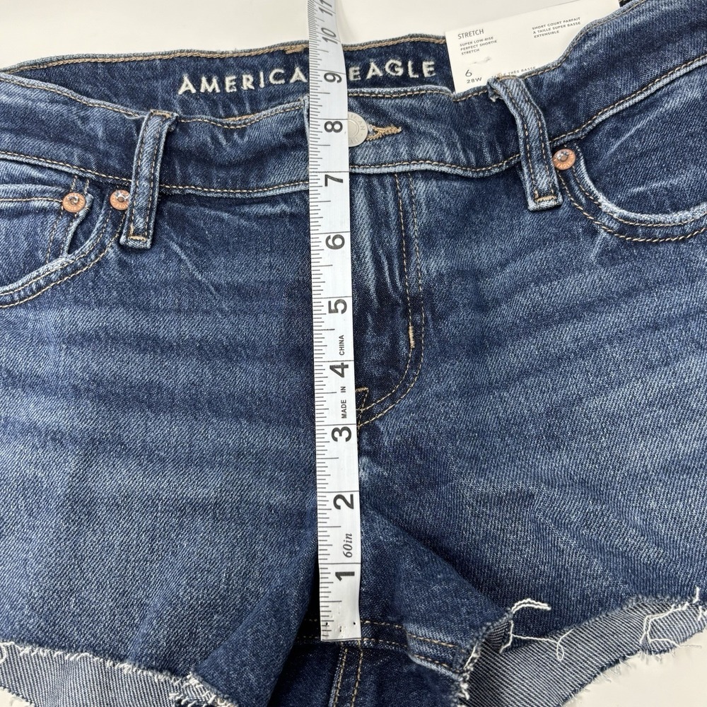 American Eagle Super Low Rise Perfect Shortie Denim Shorts Stretch Size 6 NWT - Picture 4 of 9
